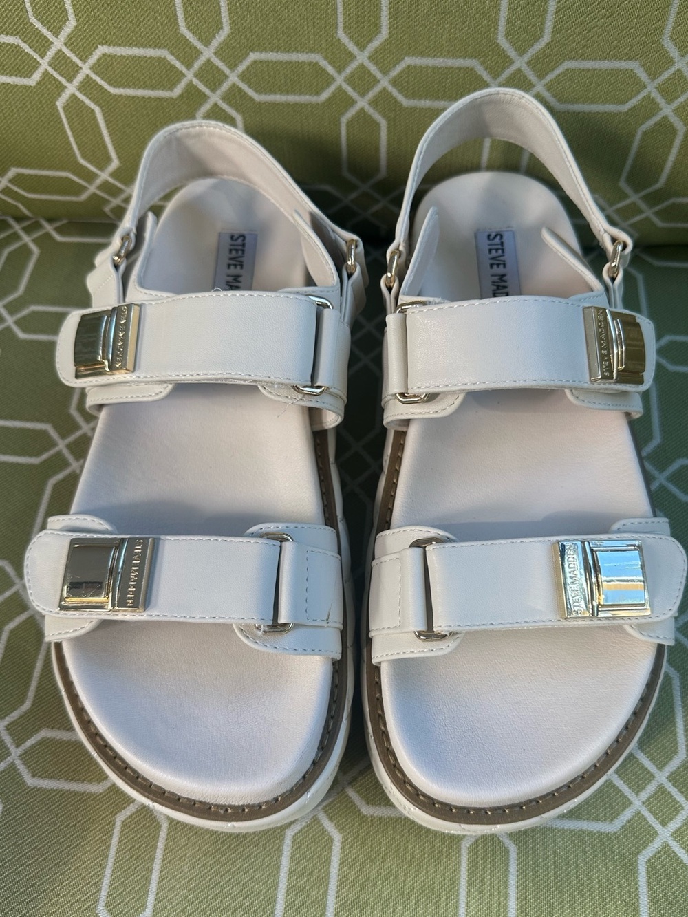 Steve Madden Women’s White Adjustable Strap Sandals